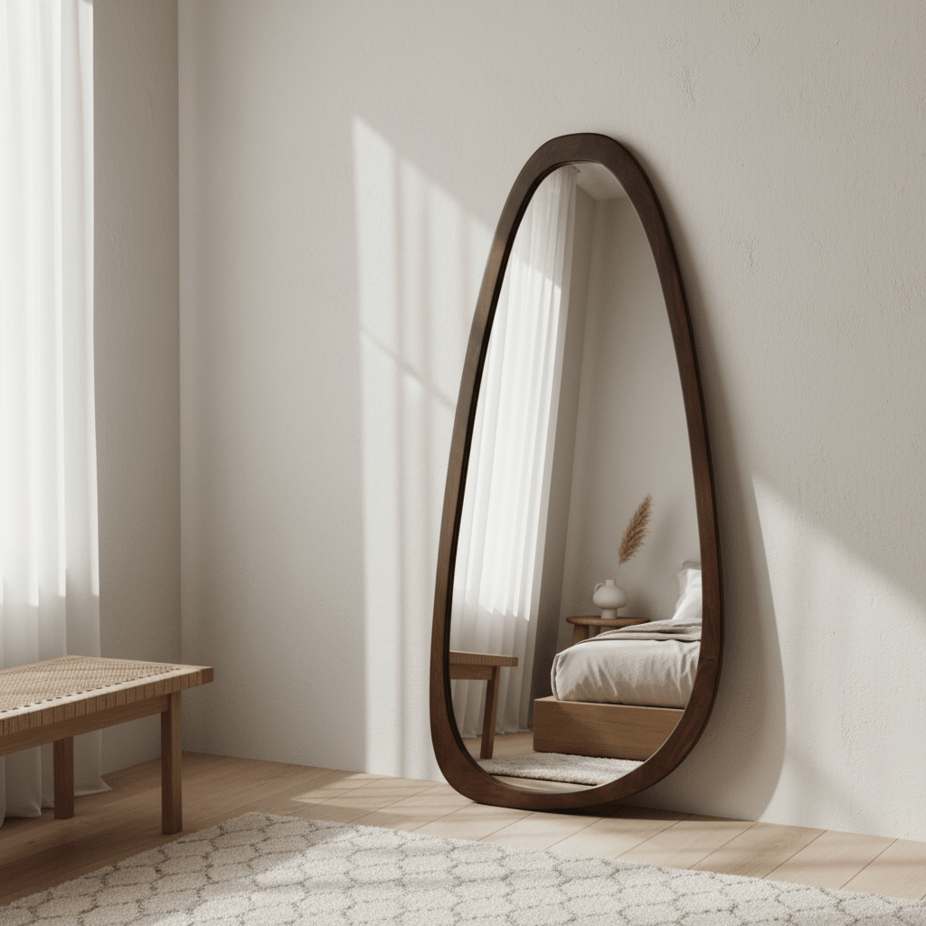 Calla Pebble Mirror | Organic Wooden Statement Mirror | Louvre Mirrors