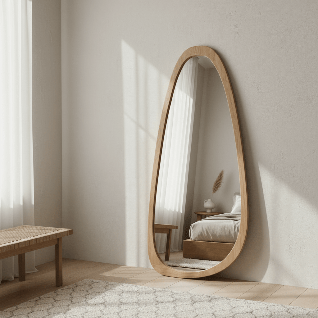 Calla Pebble Mirror | Organic Wooden Statement Mirror | Louvre Mirrors